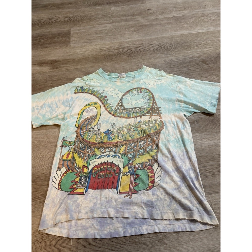 VtgGrateful Dead 1993 Roller Coaster Tie Dye Single Stitch Mens T‎ Shirt XL